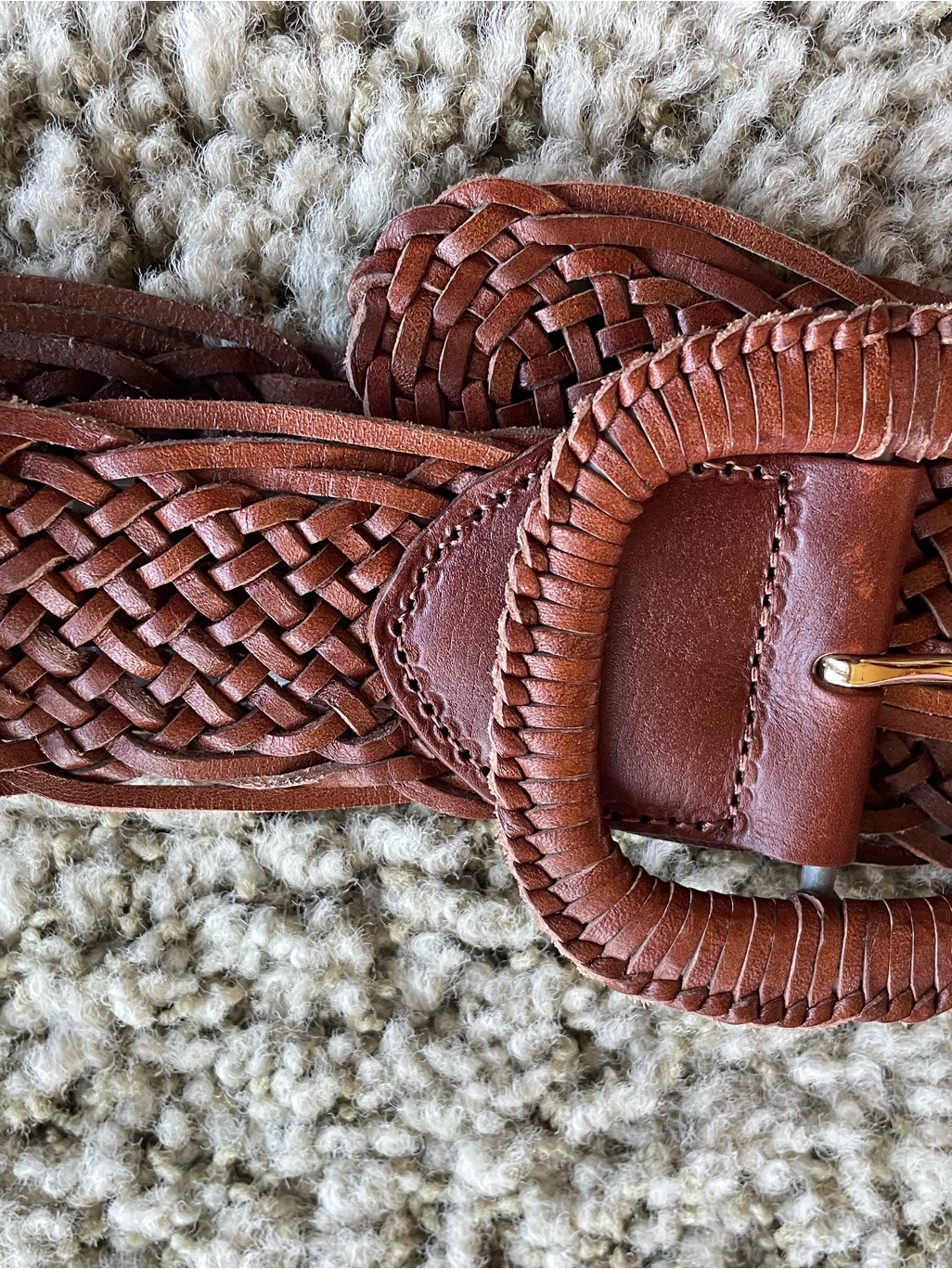 Hard To Find/Limited Availability Halogen Braided Leather Belt In Chestnut Brown